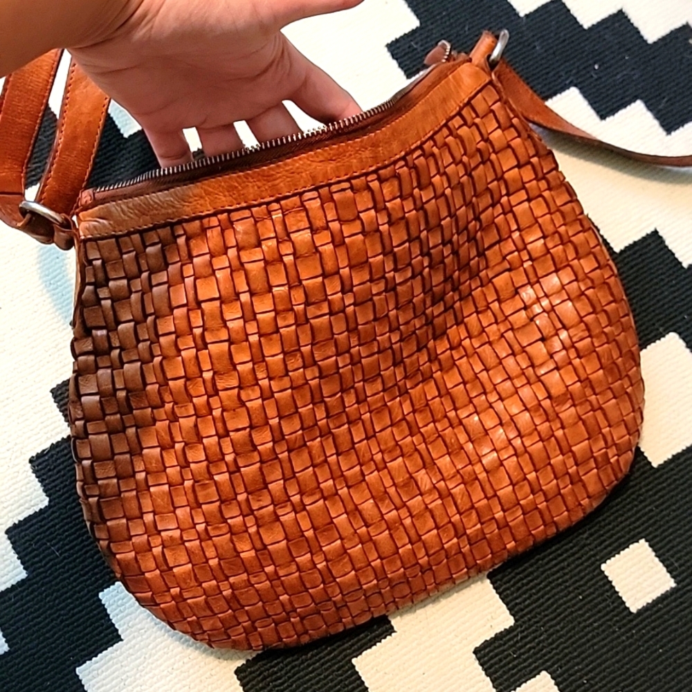 Anthropologie Woven Tan Shoulder Bag